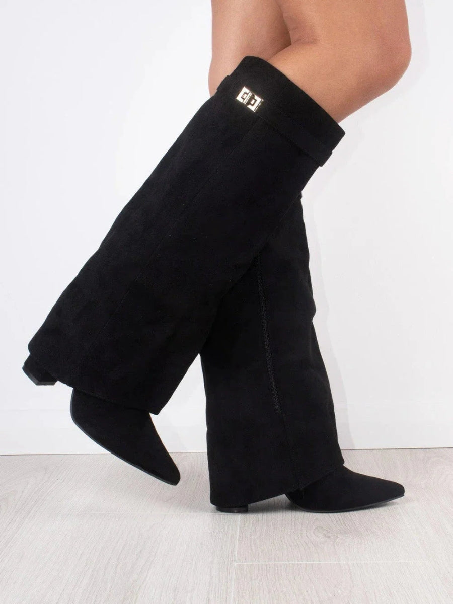 Bottes Hiver Femme en Suède Noires