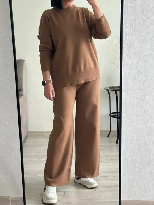 Ensemble Femme Tricot Automne Hiver Pantalon Large