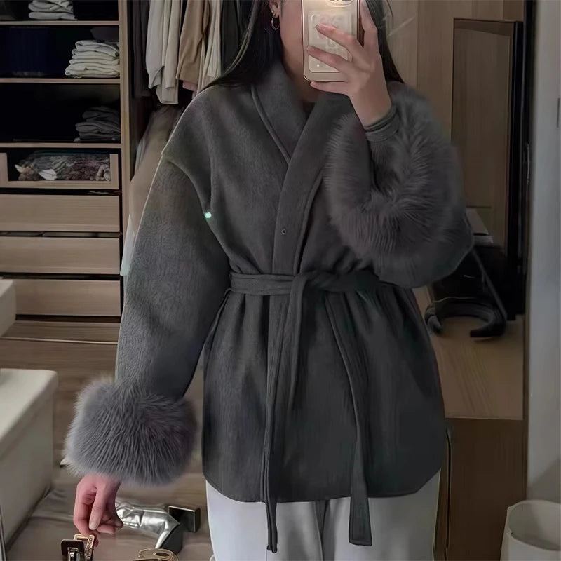 Manteau Hiver Femme Long à Lacets Chic et Confortable