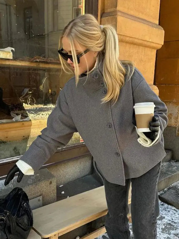 Veste Femme à Manches Longues en Laine pour l'Automne