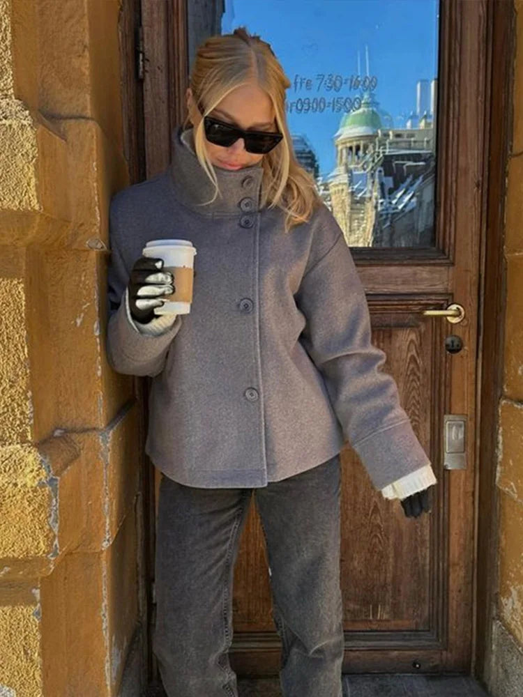 Veste Femme à Manches Longues en Laine pour l'Automne