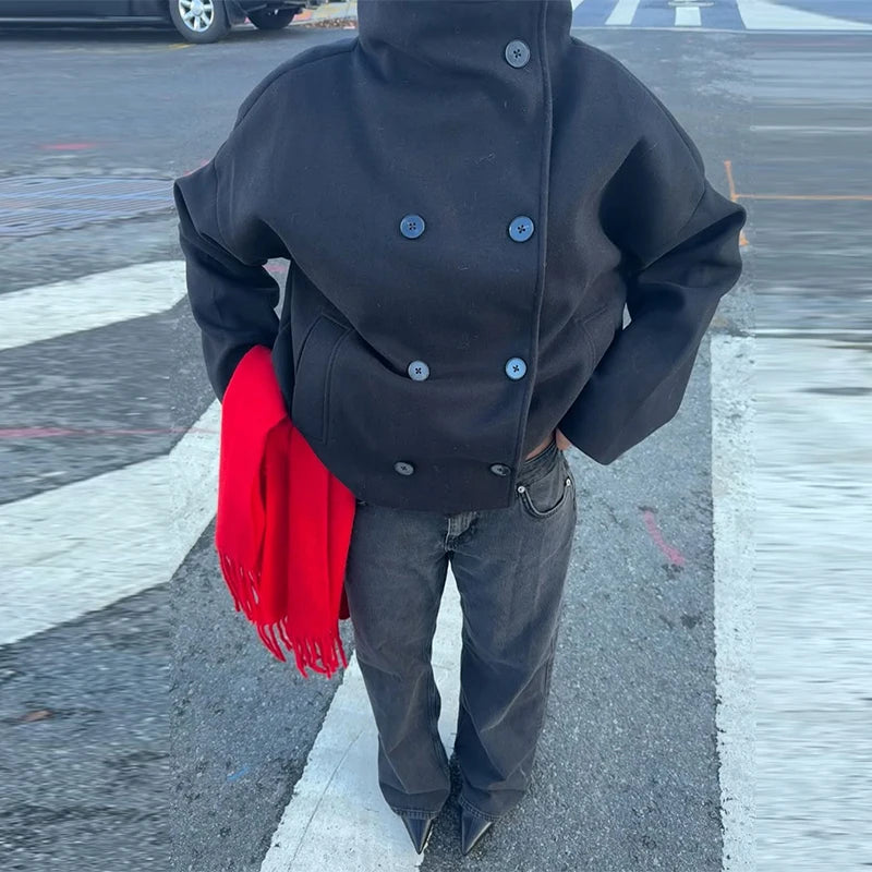 Veste Femme à Manches Longues en Laine pour l'Automne