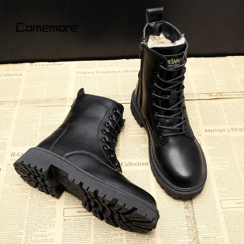 Bottes Hiver Femme en Cuir Noir avec Doublure Fourrée – Élégance et Confort pour Toutes les Occasions
