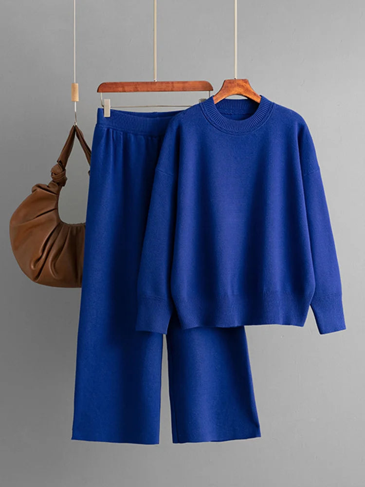 Ensemble Femme Tricot Automne Hiver Pantalon Large
