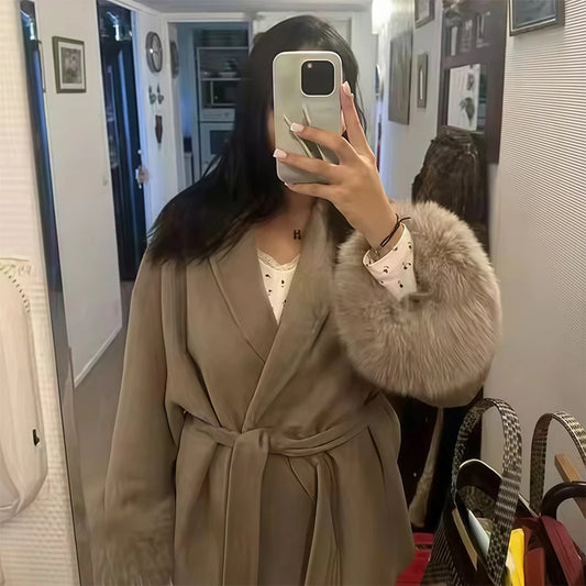 Manteau Hiver Femme Long à Lacets Chic et Confortable