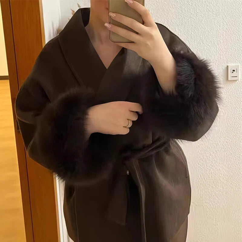 Manteau Hiver Femme Long à Lacets Chic et Confortable