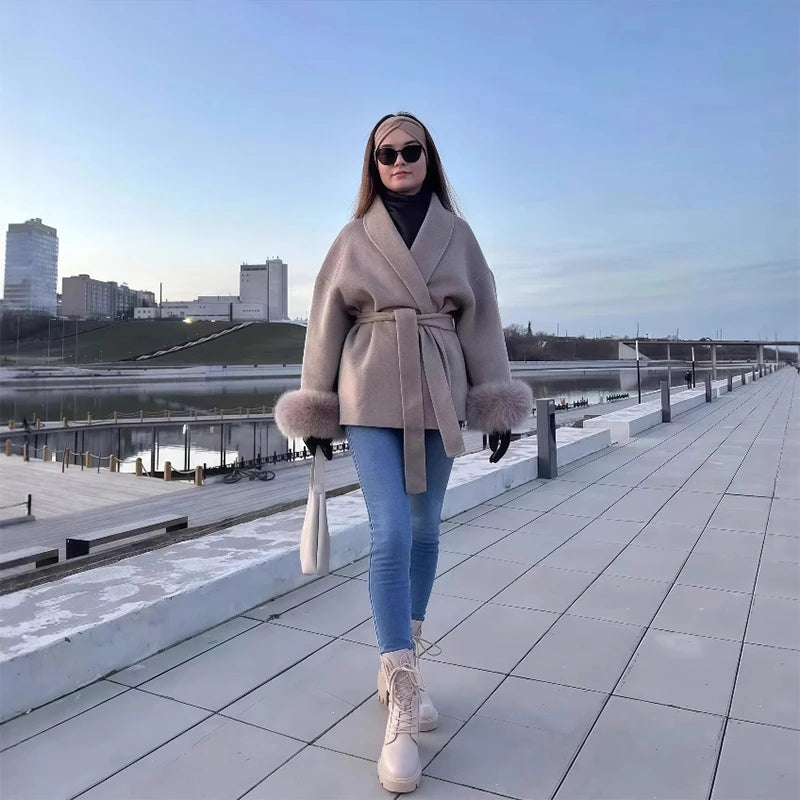 Manteau Hiver Femme Long à Lacets Chic et Confortable