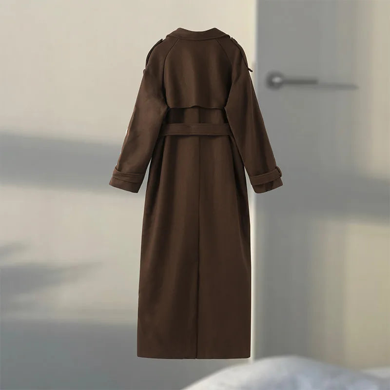 Manteau Long Femme Hiver à Double Boutonnage Élégant