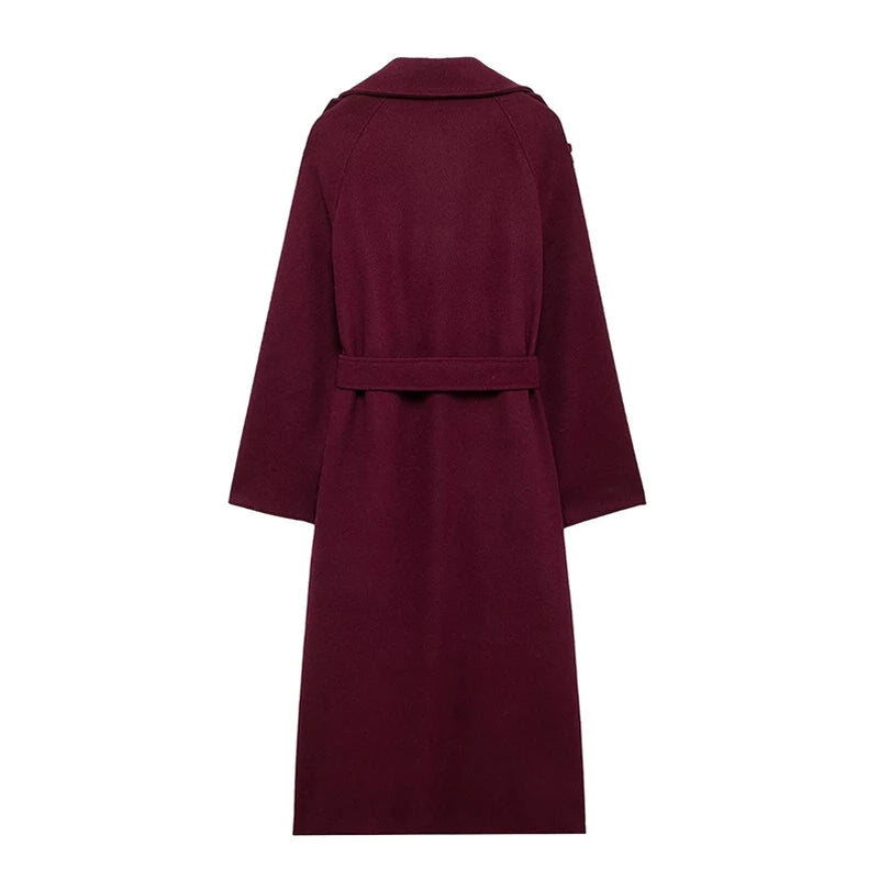 Manteau Long Femme Hiver à Double Boutonnage Élégant