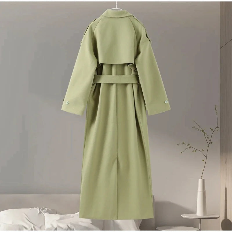 Manteau Long Femme Hiver à Double Boutonnage Élégant