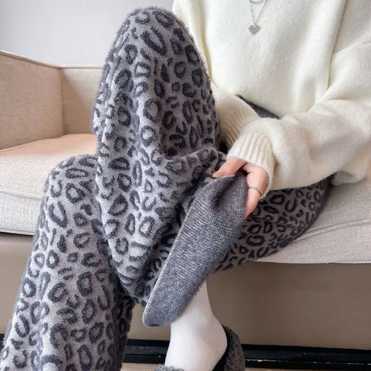 Pantalon à Jambes Larges Imprimé Léopard pour Femme