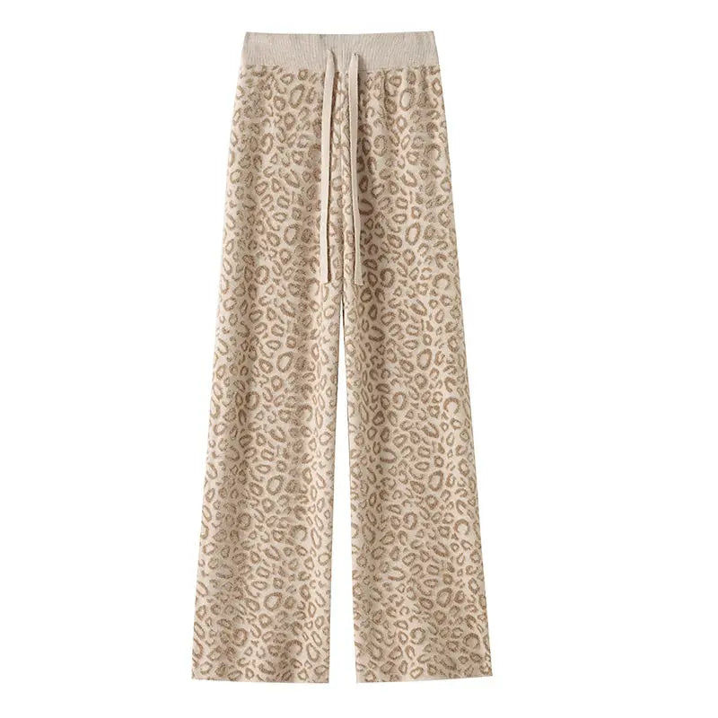 Pantalon à Jambes Larges Imprimé Léopard pour Femme