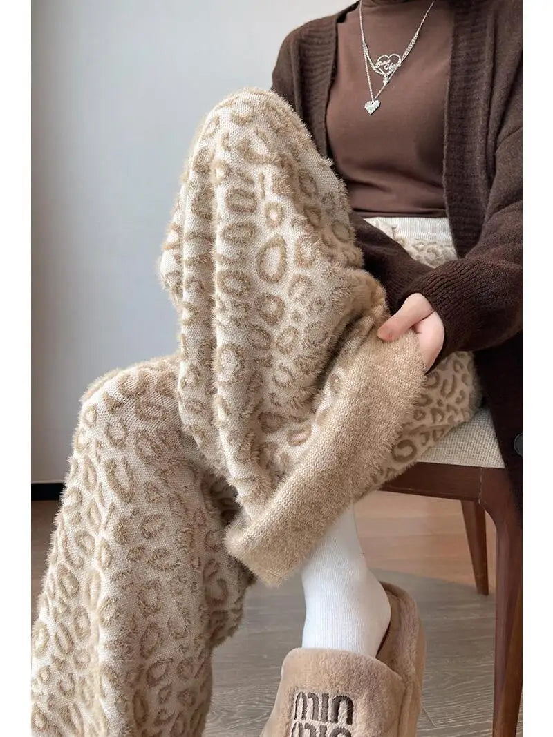 Pantalon à Jambes Larges Imprimé Léopard pour Femme