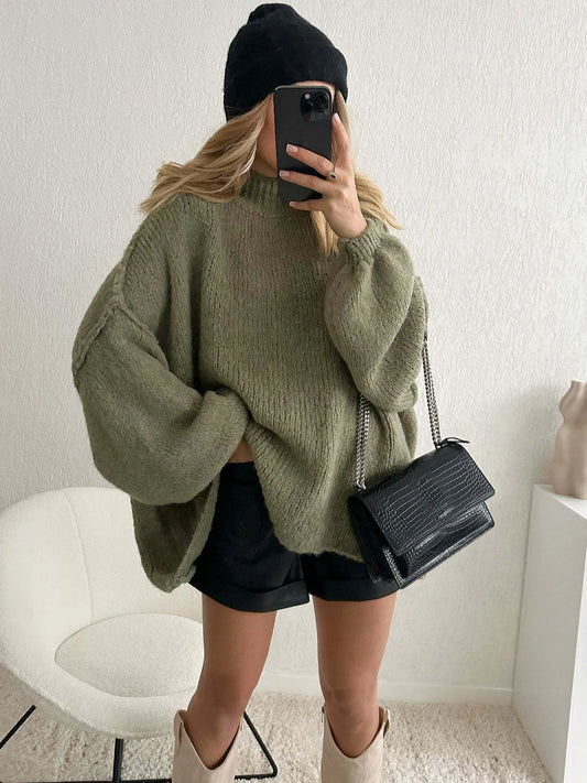Pull Femme Col Montant Décontracté Automne Chic
